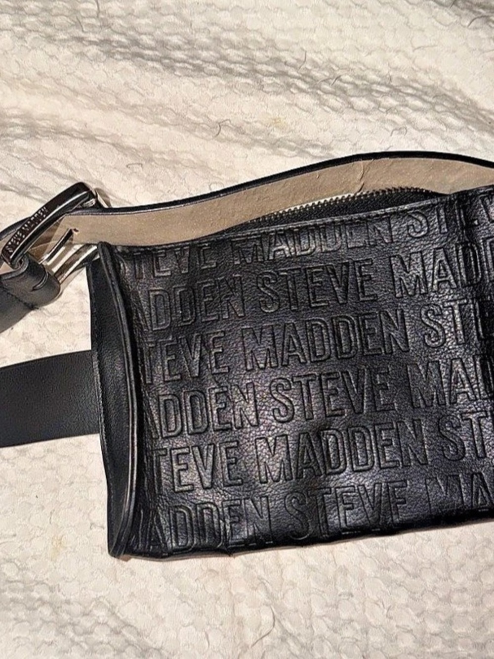 Steve Madden Debossed Logo Belt Bag Black Crossbody Bag